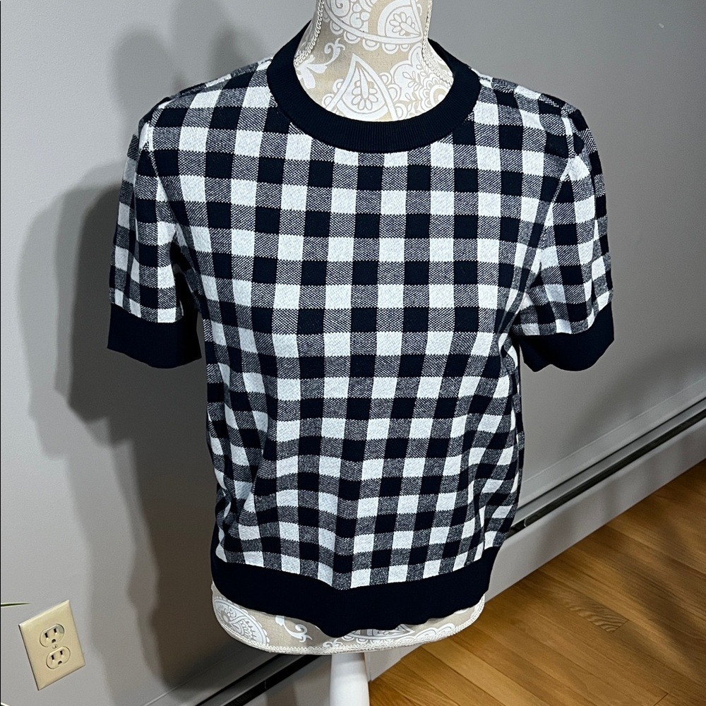 Ann Taylor Factory- Short Sleeve- Navy and White Sweater - Excellent Condition